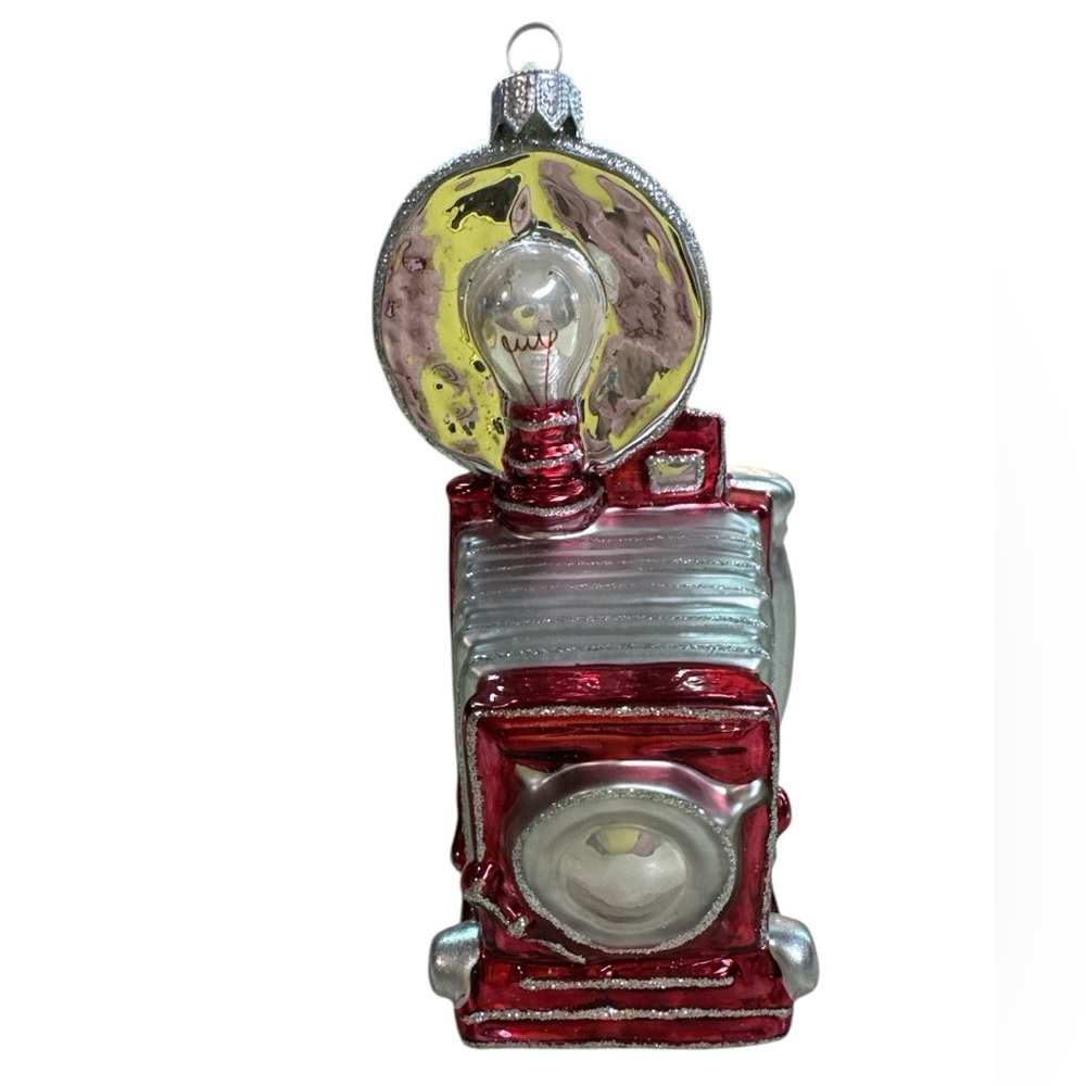 Hand Blown Glass Ornament Poland ~ Red Camera/Polaroid Vintage
